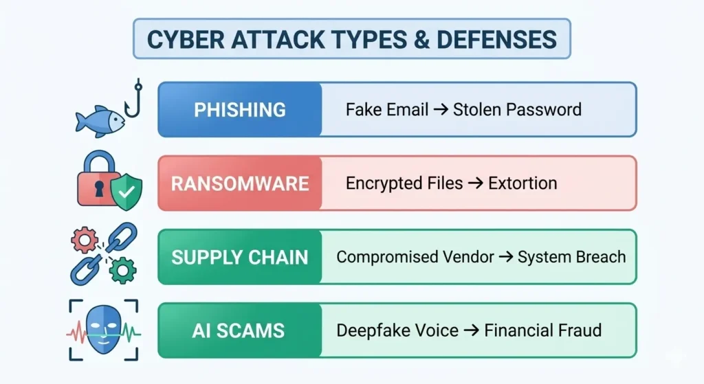 Common Types of Cybersecurity Attacks