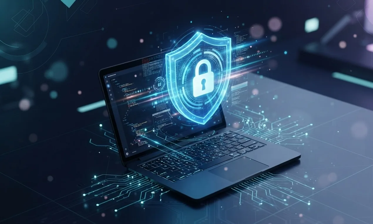 What is cybersecurity - digital protection shield and network security illustration